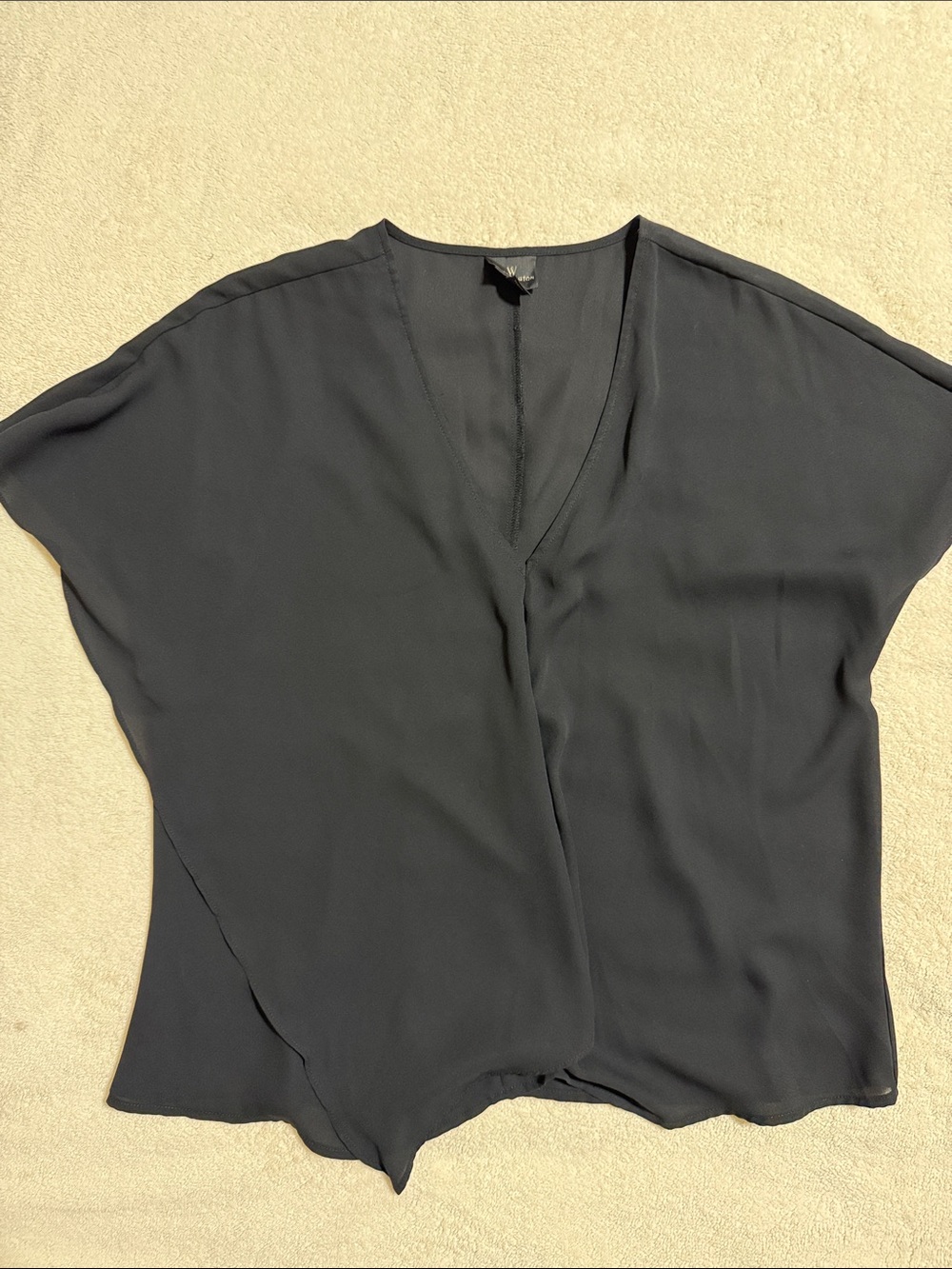 Worthington Black V-Neck Draped Short Sleeve Tunic